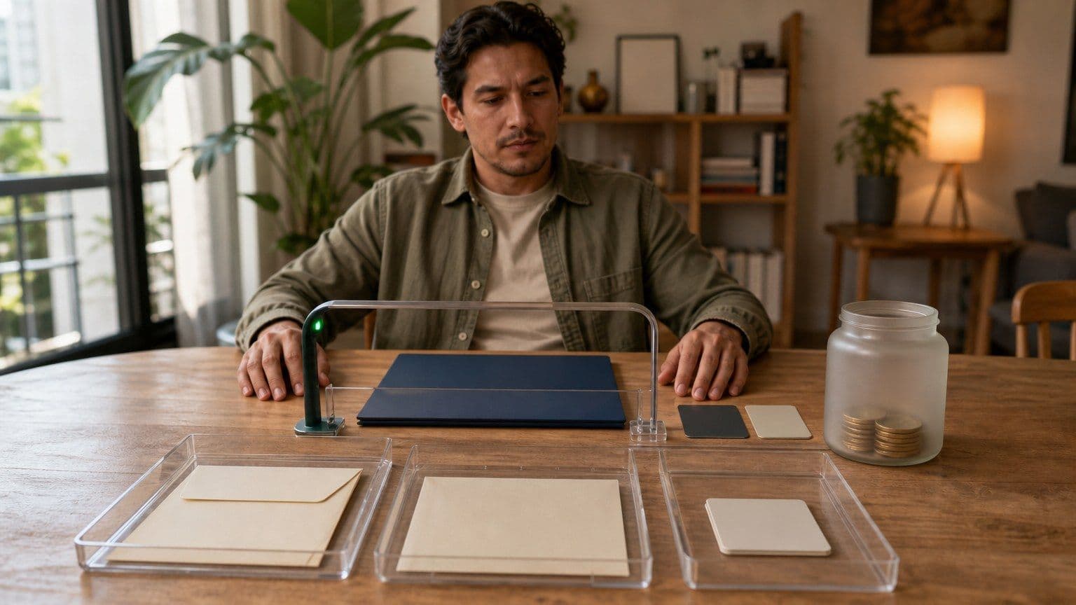 Persona en México preparando documentos para solicitar una tarjeta de crédito y comparar costos antes de aplicar.